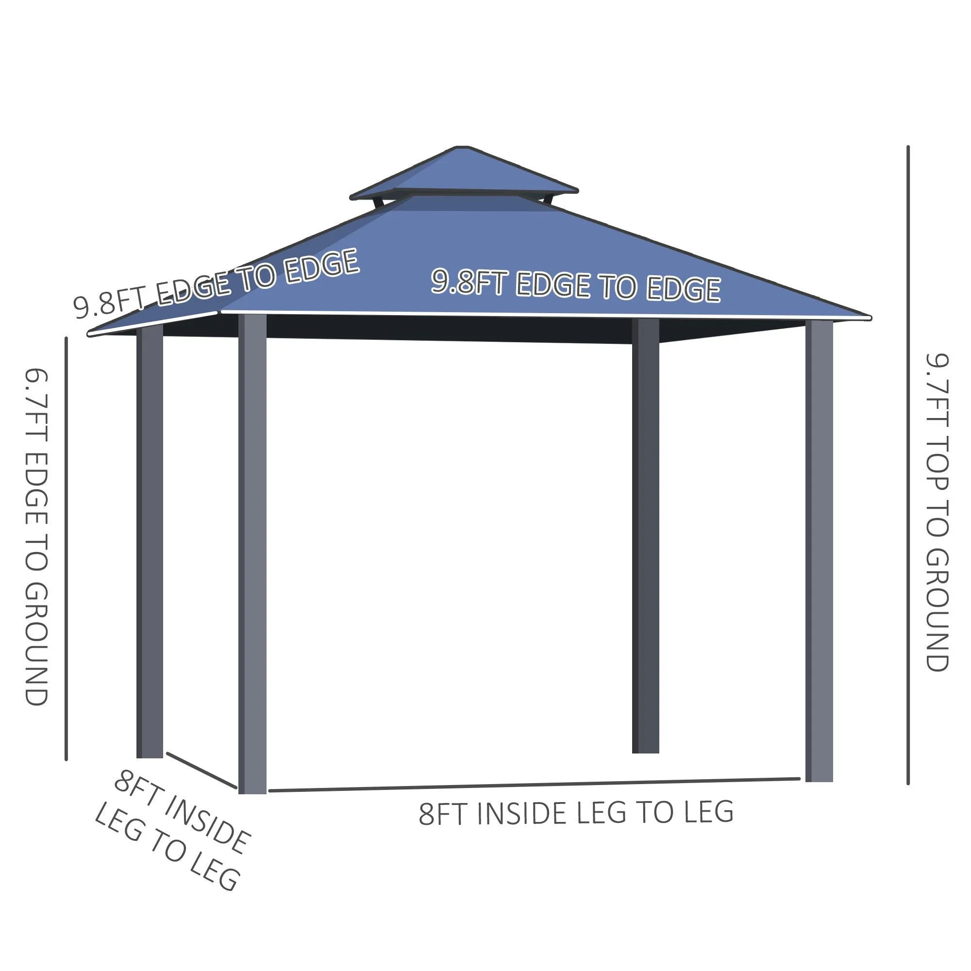 10' x 10' Hardtop Gazebo Canopy with Polycarbonate Double Roof, Aluminum Frame, Gray