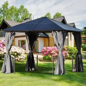 10' x 10' Patio Aluminium Hardtop Gazebo - Black