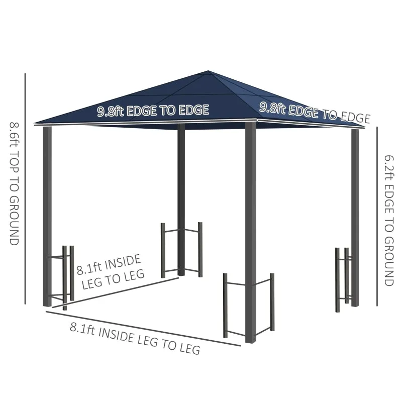 10' x 10' Patio Aluminium Hardtop Gazebo - Black