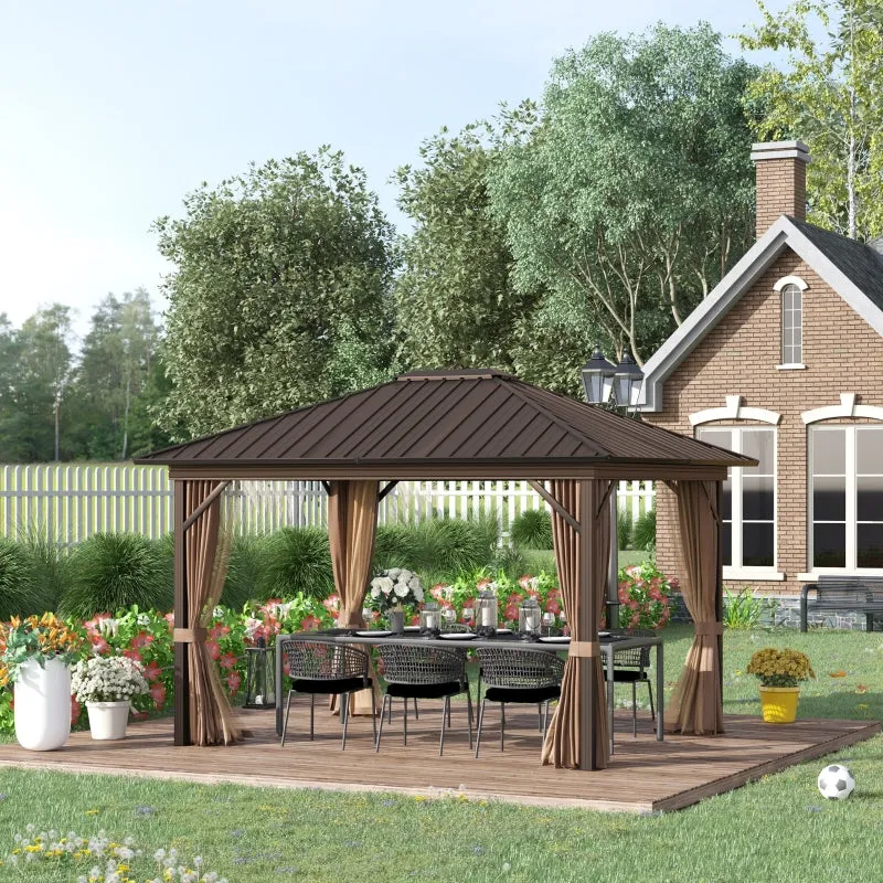 10' x 12' Outdoor Hardtop Gazebo - Brown