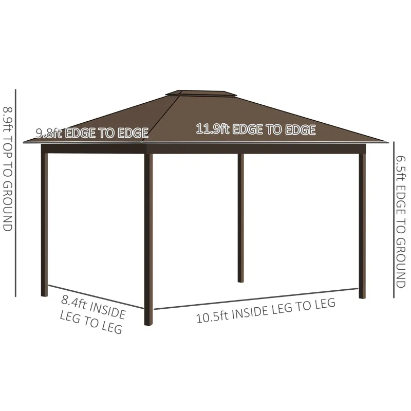 10' x 12' Outdoor Hardtop Gazebo - Brown