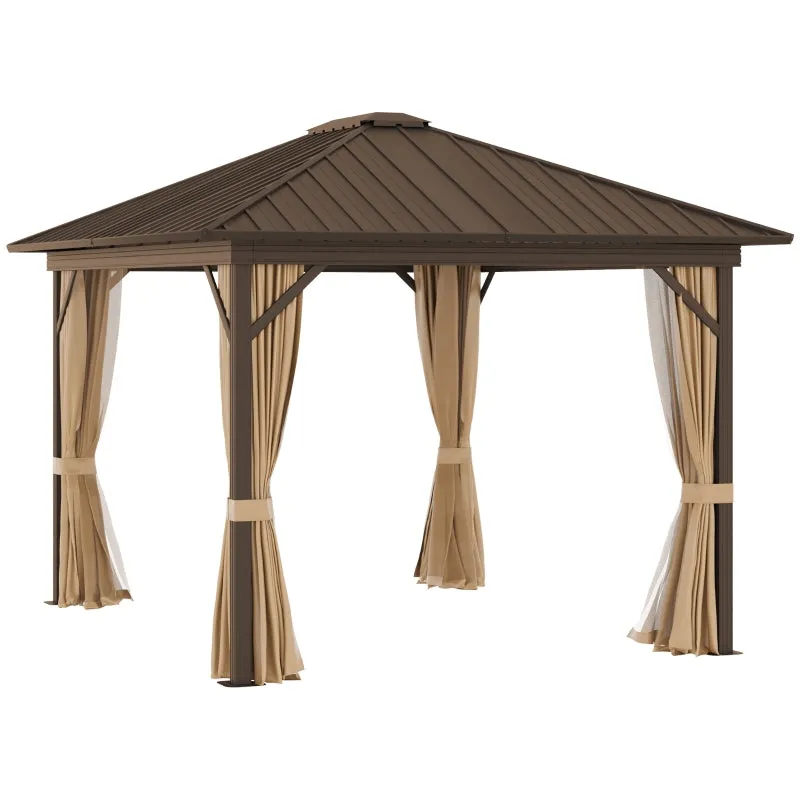 10' x 12' Outdoor Hardtop Gazebo - Brown