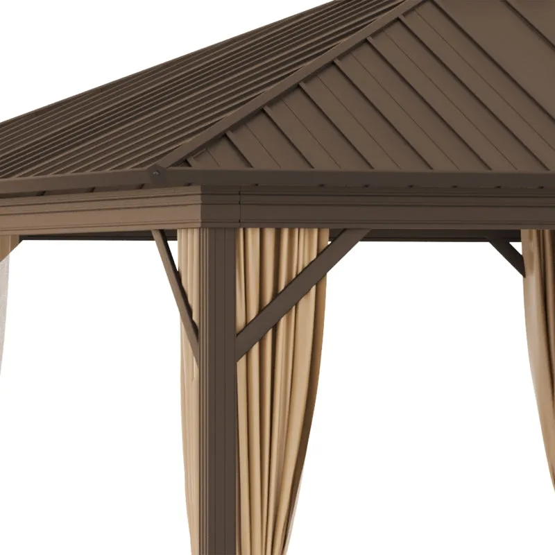 10' x 12' Outdoor Hardtop Gazebo - Brown