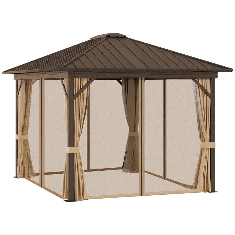 10' x 12' Outdoor Hardtop Gazebo - Brown