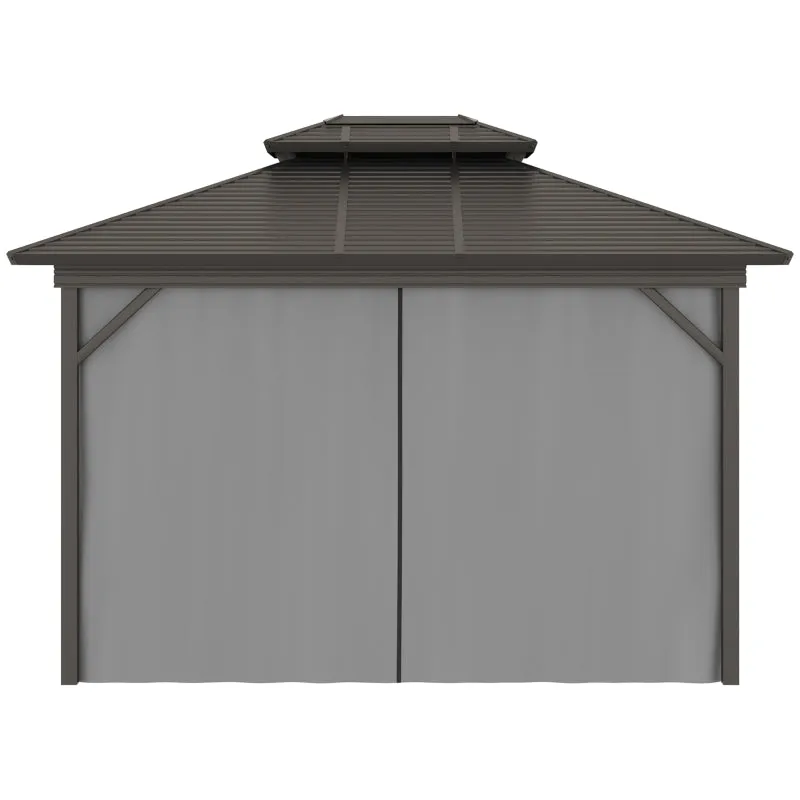 10' x 12' Steel Hardtop Gazebo with Mosquito Netting - Black