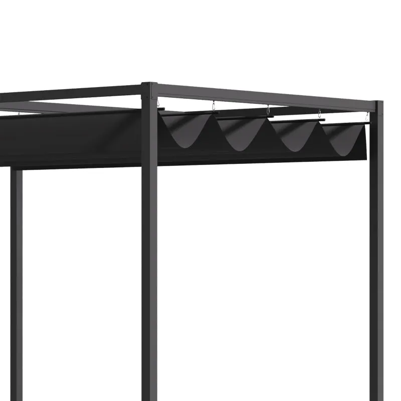 10 x 7ft Metal Frame Pergola Gazebo - Black