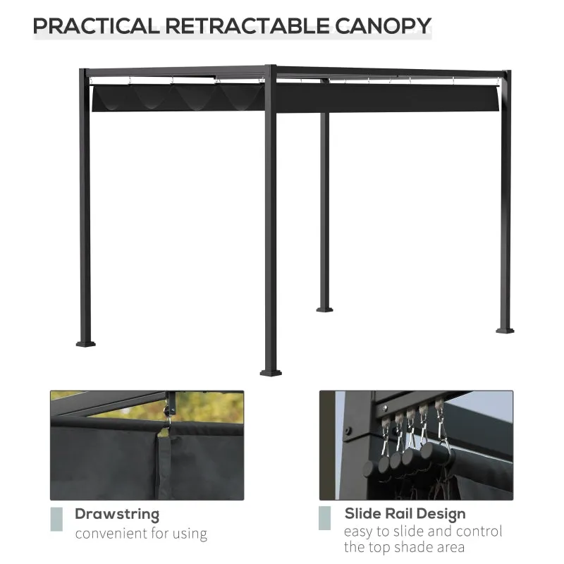 10 x 7ft Metal Frame Pergola Gazebo - Black