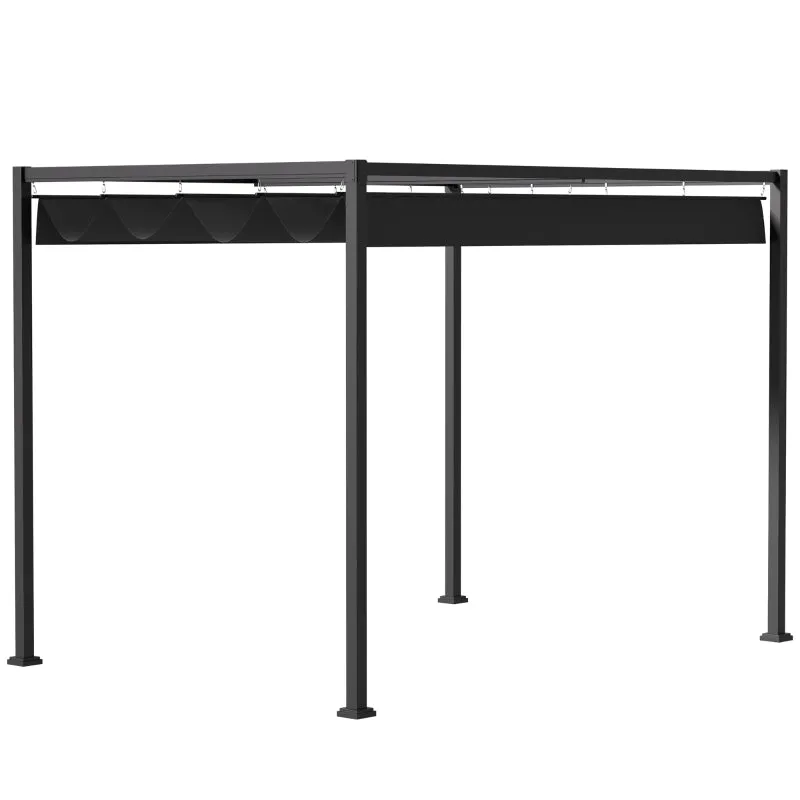 10 x 7ft Metal Frame Pergola Gazebo - Black