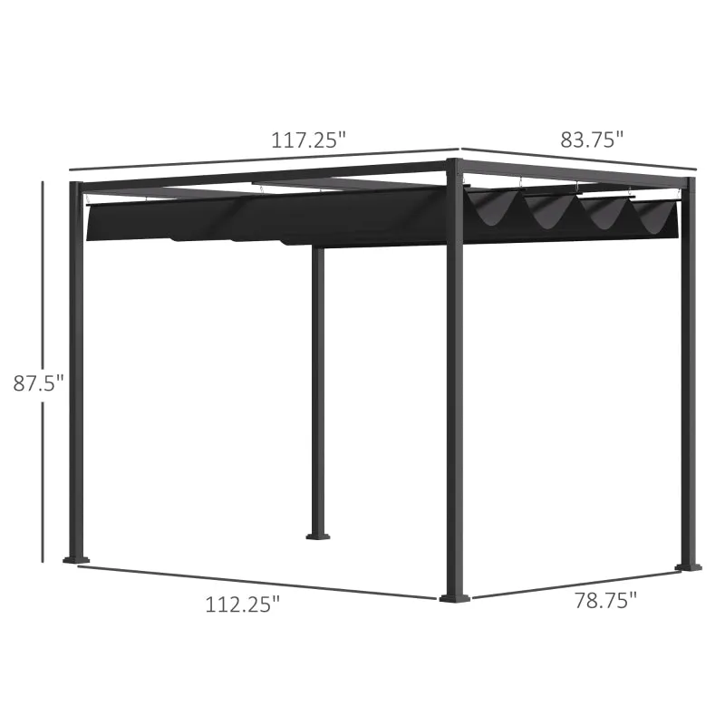 10 x 7ft Metal Frame Pergola Gazebo - Black