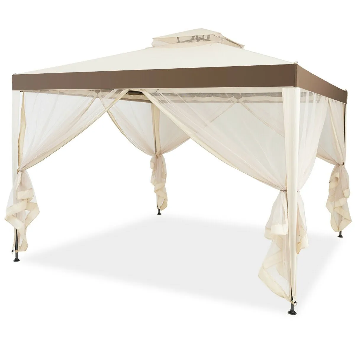 10x10 ft. Canopy Gazebo with Mosquito Netting - Beige