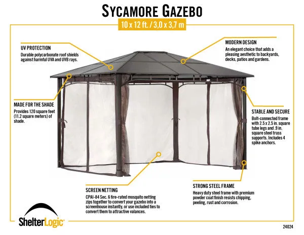 10x12 ft. Aluminum Top Heavy Duty Patio Gazebo with Curtains Mesh Mosquito Net - Dark Coffee