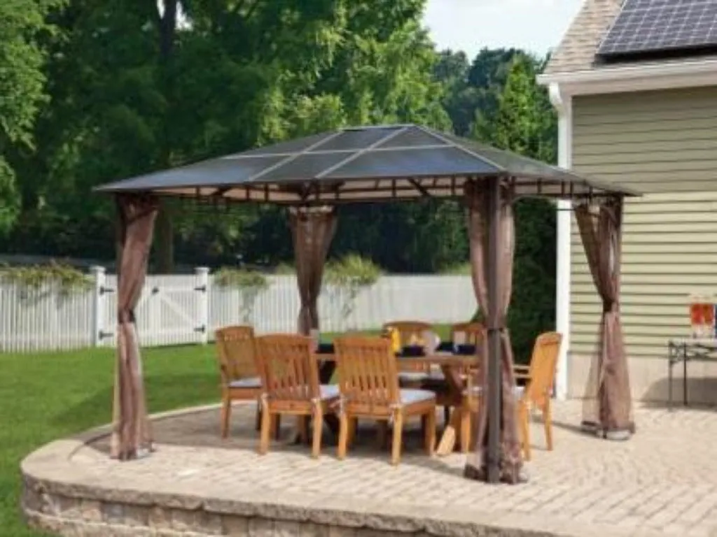 10x12 ft. Aluminum Top Heavy Duty Patio Gazebo with Curtains Mesh Mosquito Net - Dark Coffee