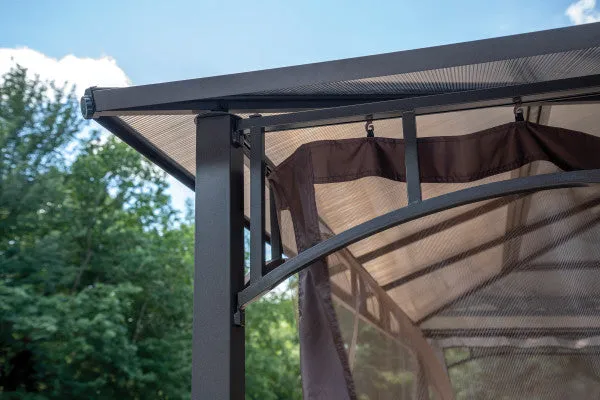 10x12 ft. Aluminum Top Heavy Duty Patio Gazebo with Curtains Mesh Mosquito Net - Dark Coffee