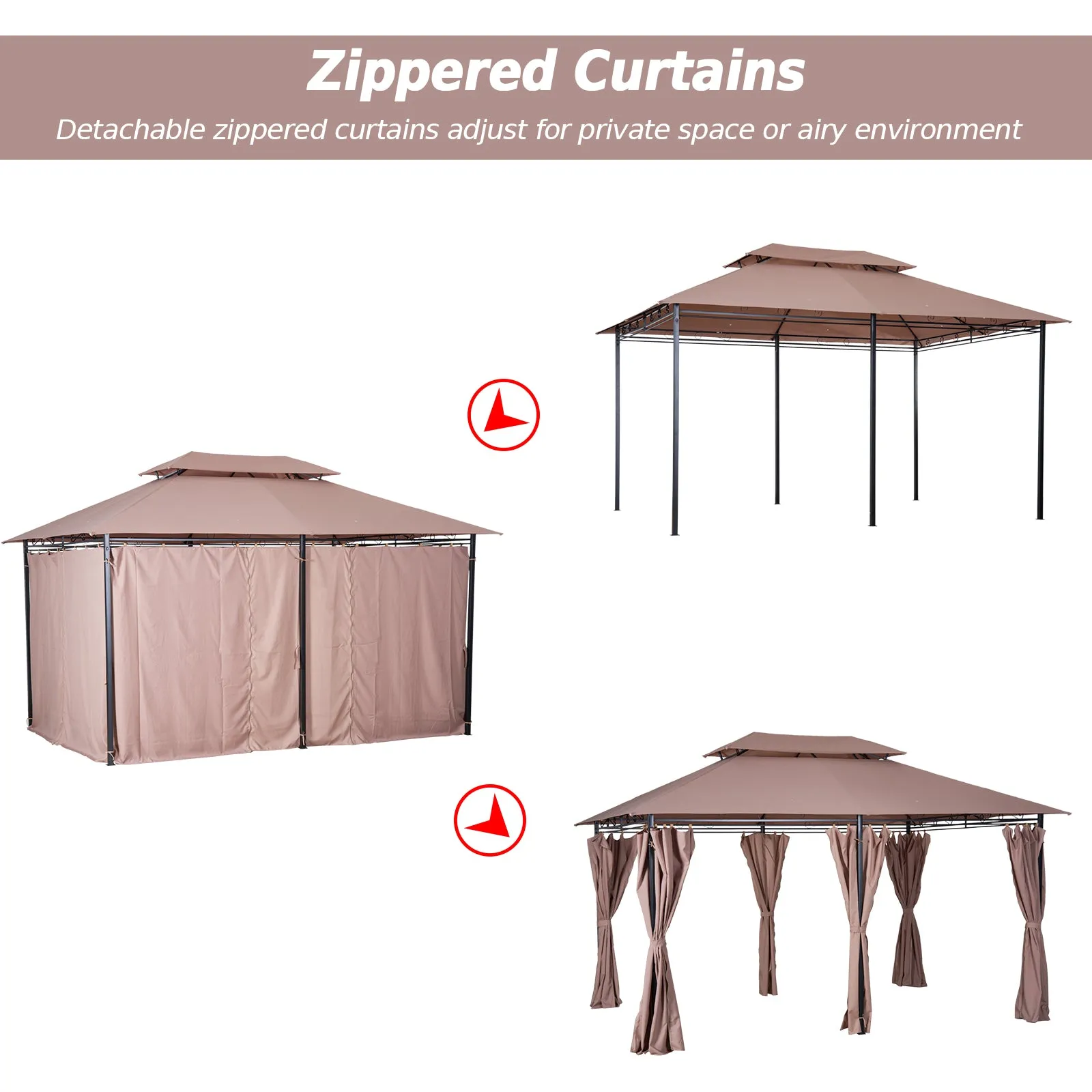 10x13 ft  Gazebo - Khaki