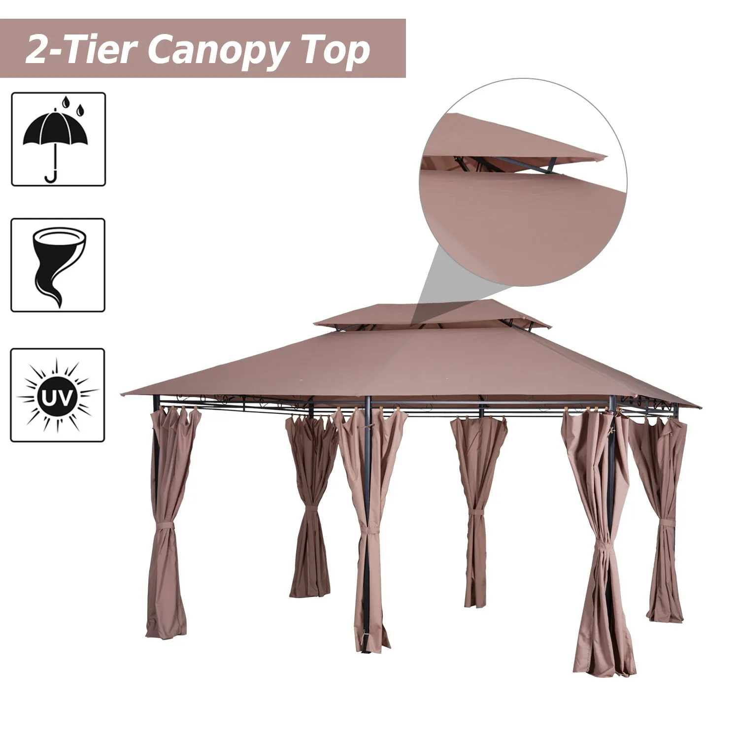 10x13 ft  Gazebo - Khaki