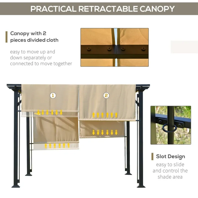 12' x 10' Outdoor Patio Pergola with Retractable Canopy - Beige