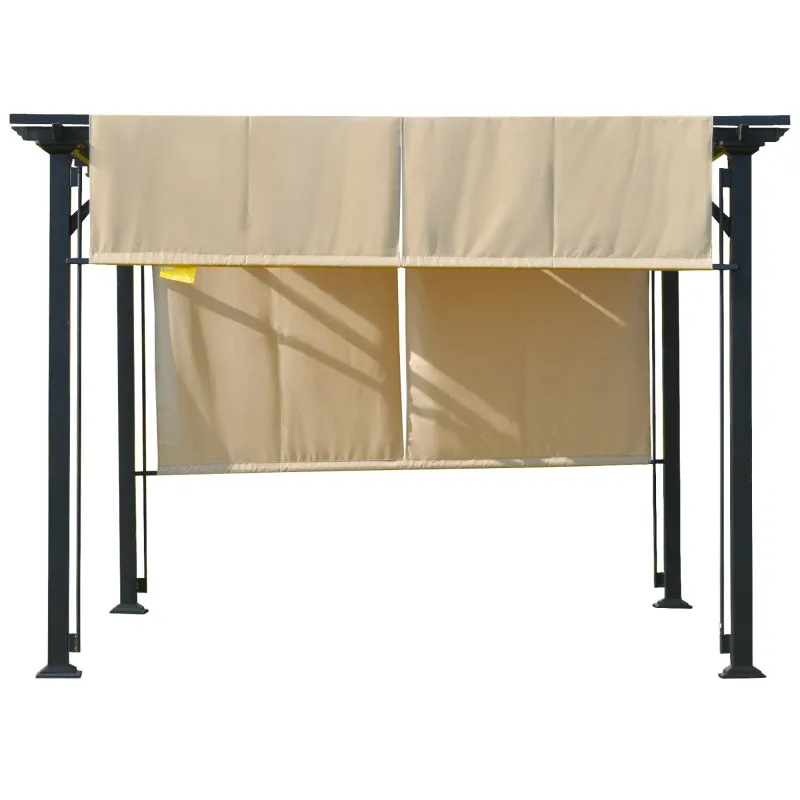 12' x 10' Outdoor Patio Pergola with Retractable Canopy - Beige