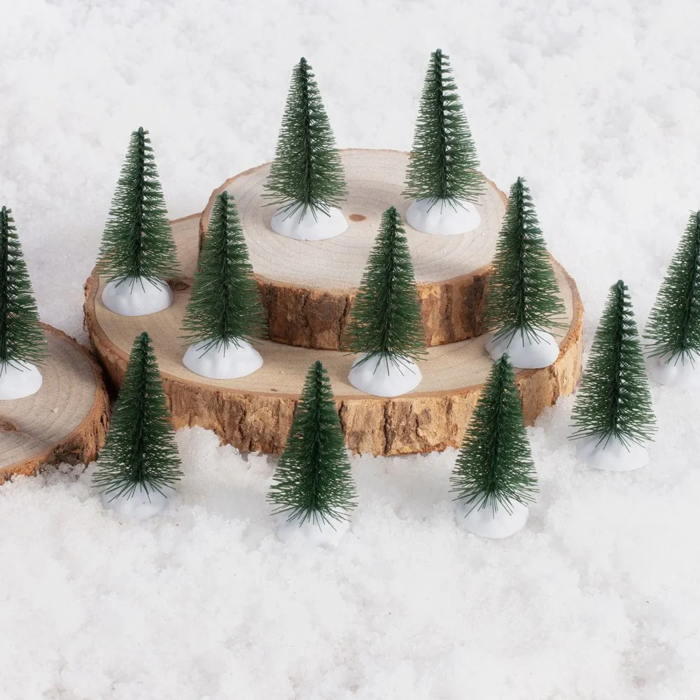 12pk Mini Bristle Snowy or Plain Trees Asst (6cm)