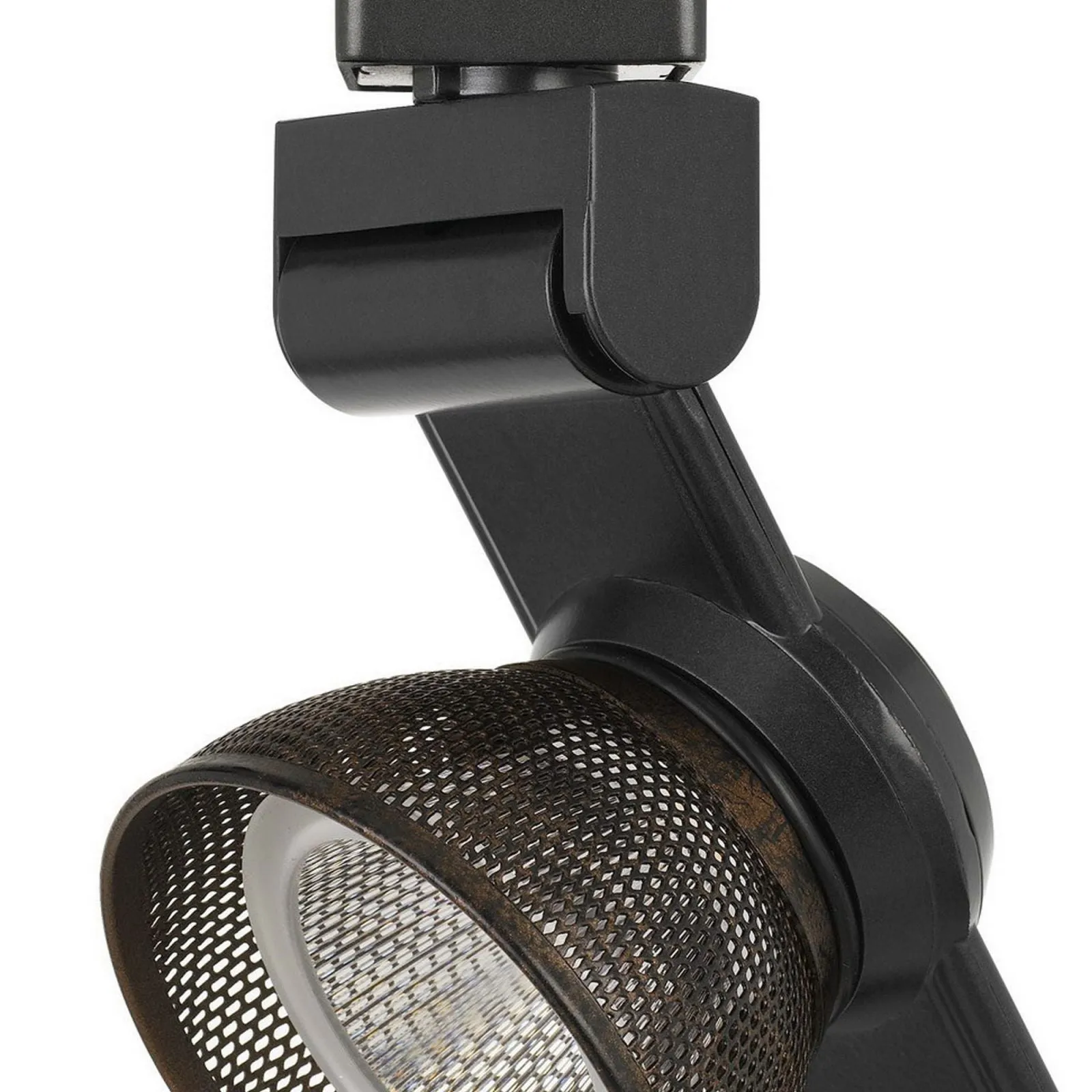 12W Integrated Led Metal Track Fixture With Mesh Head, Black And Bronze By Benzara