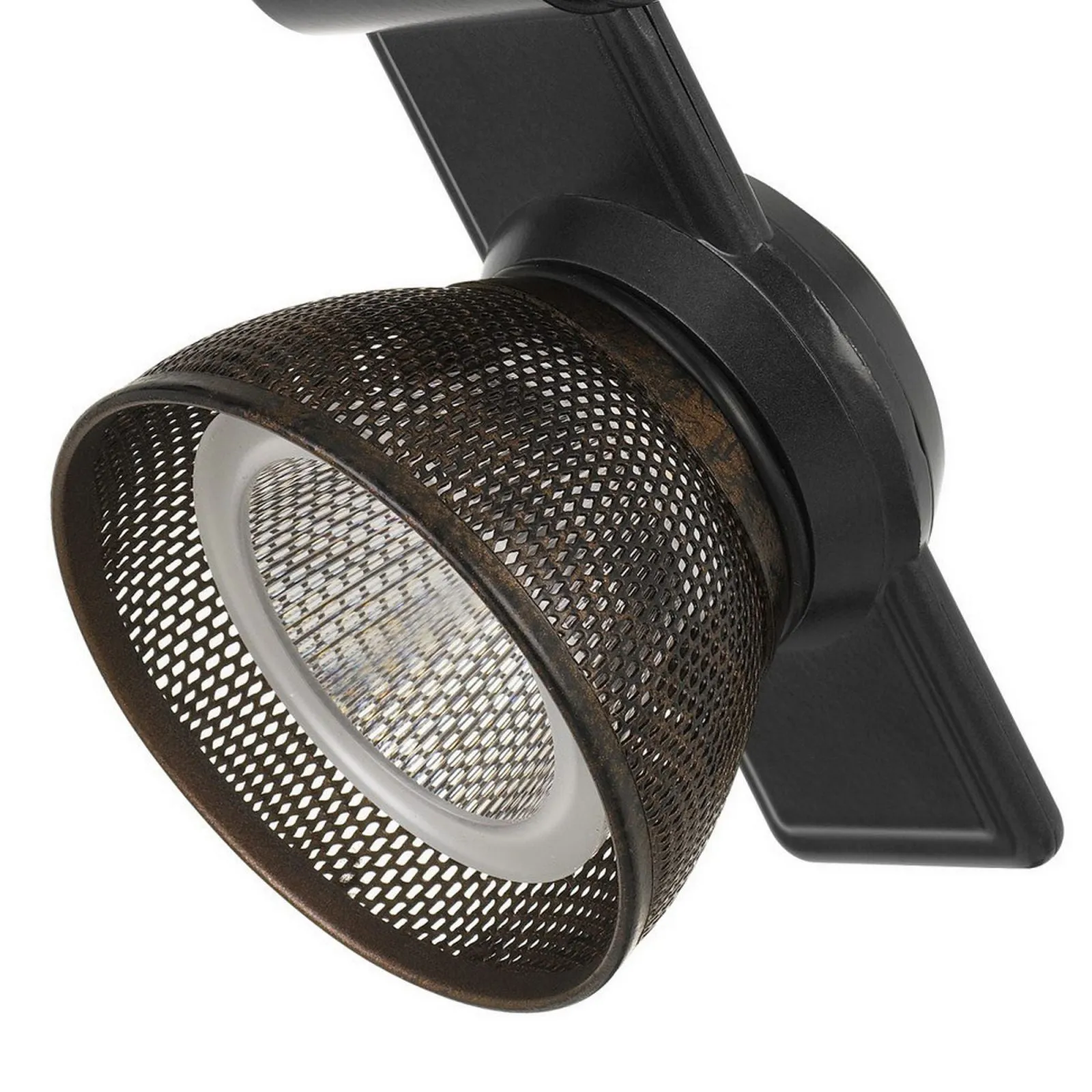 12W Integrated Led Metal Track Fixture With Mesh Head, Black And Bronze By Benzara