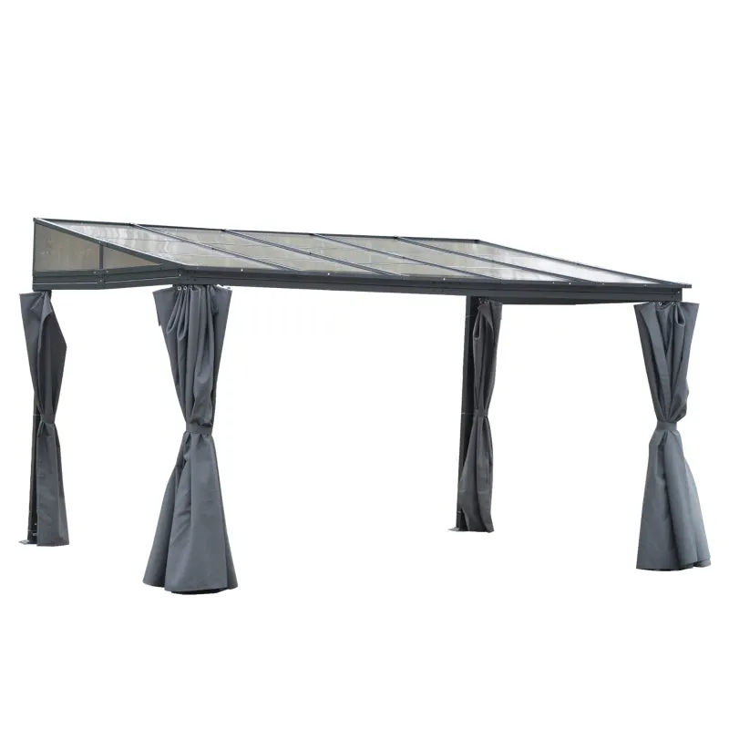 13' x 9.5' Outdoor Hardtop Pergola PC Roof Gazebo - Gray