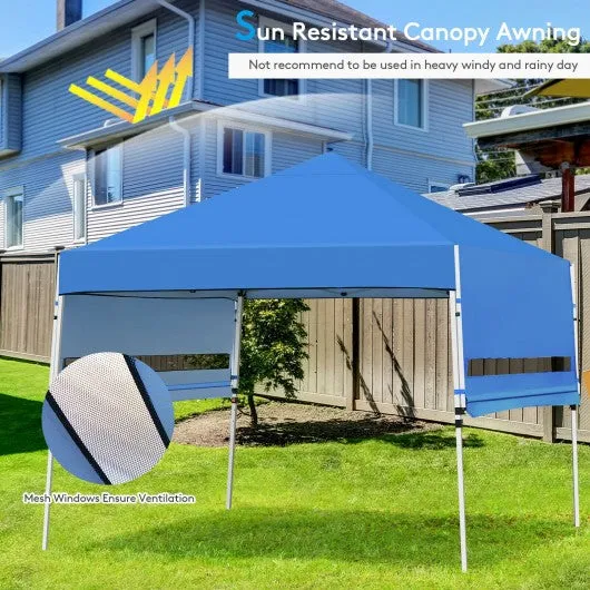 17 Feet x 10 Feet Foldable Pop Up Canopy with Adjustable Instant Sun Shelter-Blue