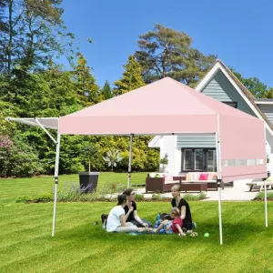 17 Feet x 10 Feet Foldable Pop Up Canopy with Adjustable Instant Sun Shelter-Pink