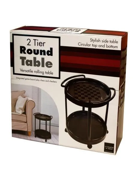 2 Tier Round Rolling Table (Available in a pack of 1)