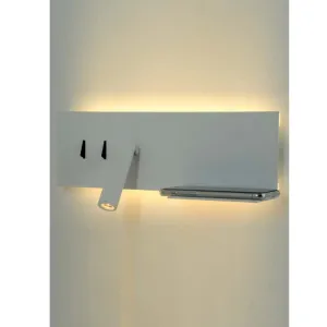 3055-W-Wh Bedside Wall Light with USB Charger