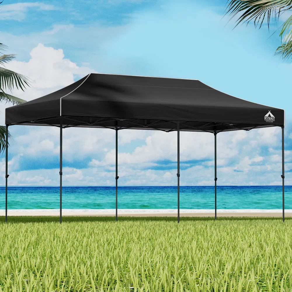 3x6m Pop Up Gazebo Marquee Outdoor Tent Folding Wedding No Wall Black