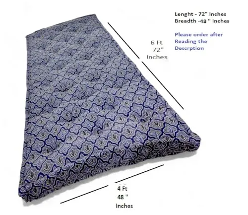 Adim's Soft Cotton Box Quilt Mattress | Mattress Offers a Combination of Comfort, Durability and Style,Making it an Excellent Choice for a restful Night's Sleep.(48X72 X5 Inches) Blue Jacquard Design