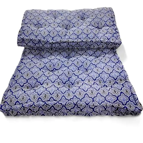 Adims Luxury Soft Cotton Box Quilted Mattress (72X72X5 Inches) - Comfortable, Durable, and Stylish Blue Jacquard Design - Perfect for a Restful Nights Sleep