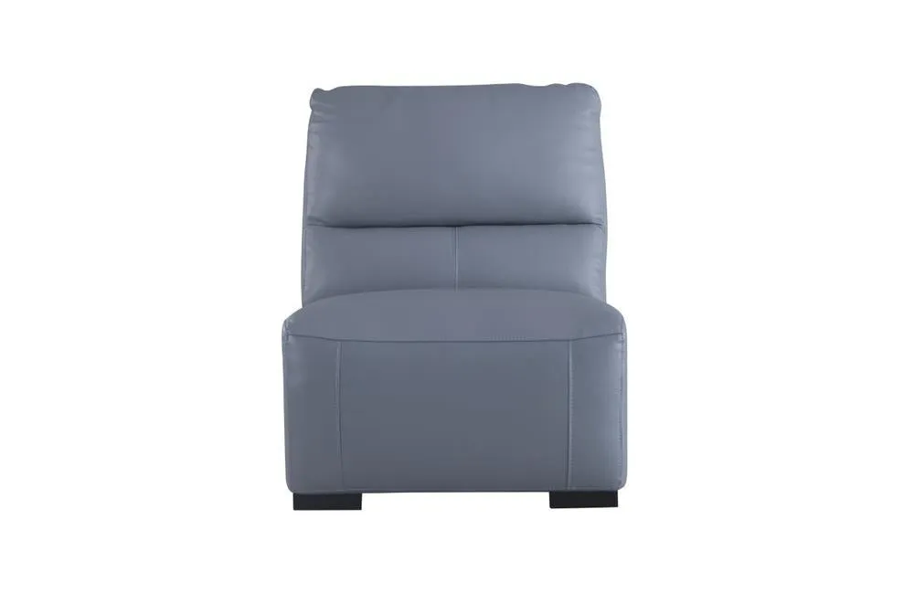 Aldous Aqua Leather Armless Chair