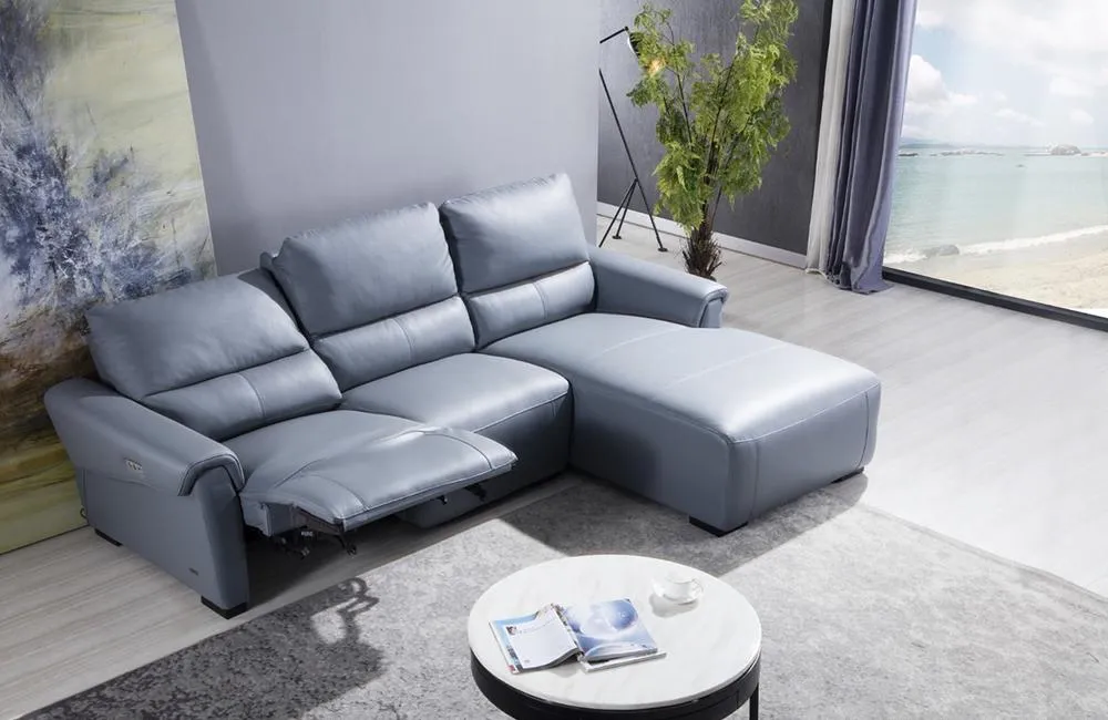 Aldous Aqua Leather Sectional Sofa