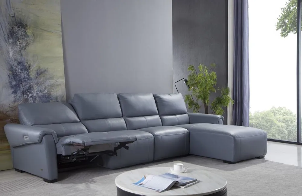 Aldous Aqua Leather Sectional Sofa