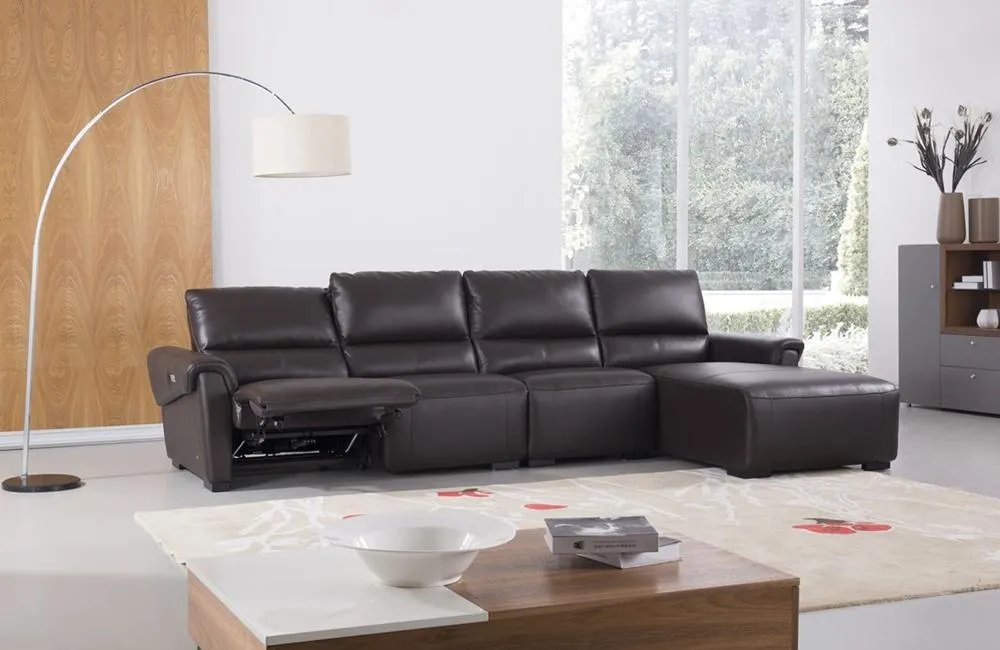 Aldous Brown Leather Sectional Sofa