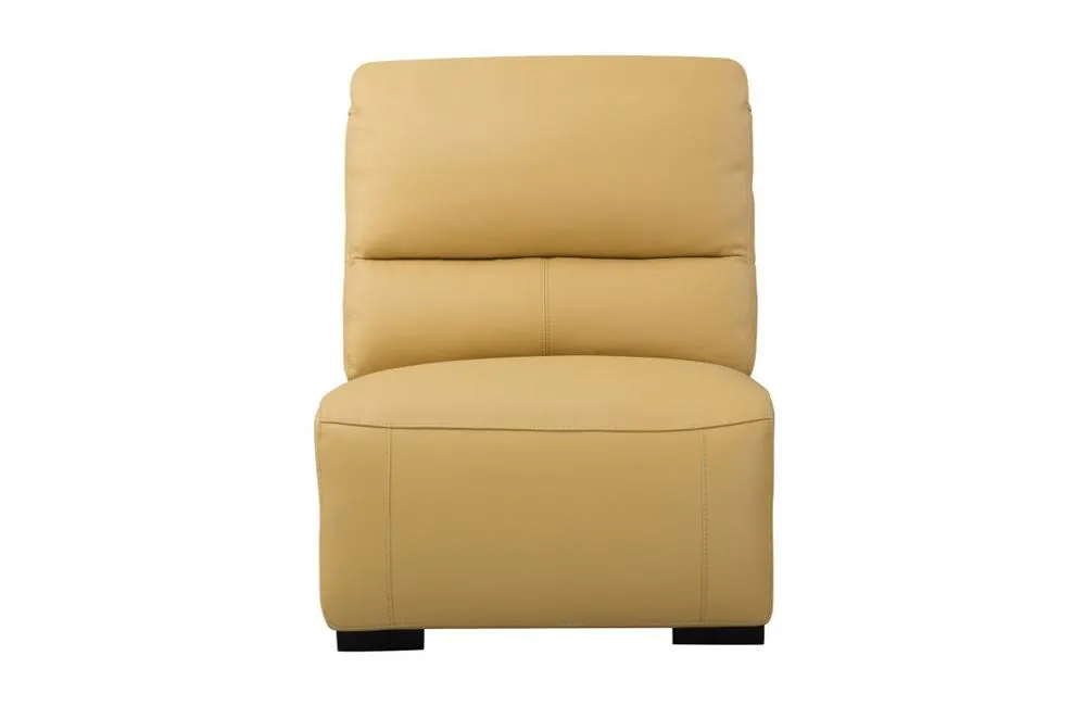 Aldous Mustard Leather Armless Chair