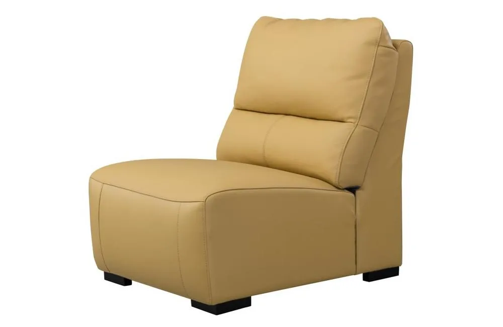 Aldous Mustard Leather Armless Chair