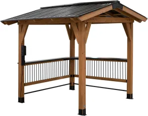 All Cedar Wooden Carport Pavilion Gazebo with Hard Top Steel Roof