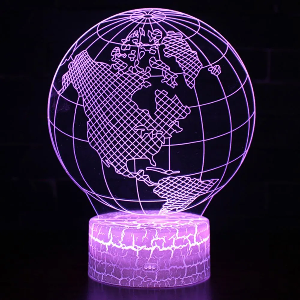 American Globe Model 3D LED 7 Colors Creative Touch Switch Colorful Visual Light Night Light