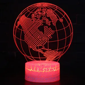 American Globe Model 3D LED 7 Colors Creative Touch Switch Colorful Visual Light Night Light