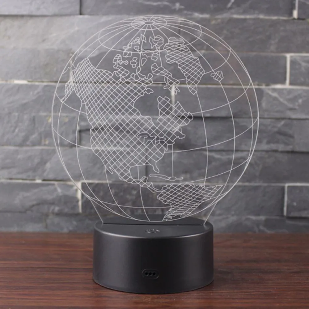 American Globe Model 3D LED 7 Colors Creative Touch Switch Colorful Visual Light Night Light