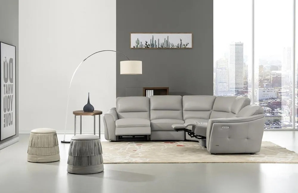 Arley Smoke Leather Sectional Sofa