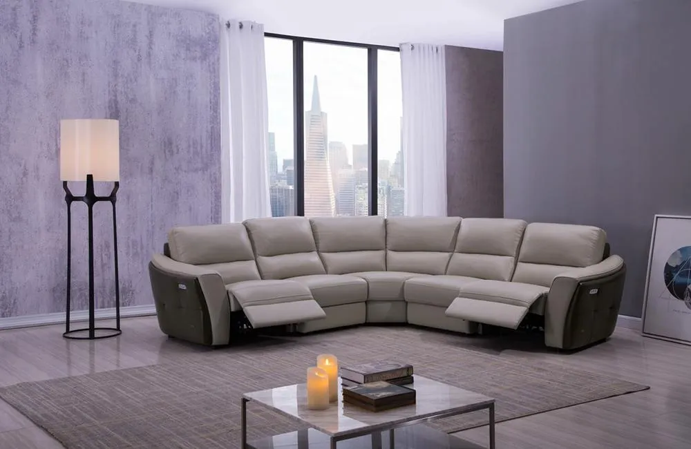 Arley Smoke Leather Sectional Sofa