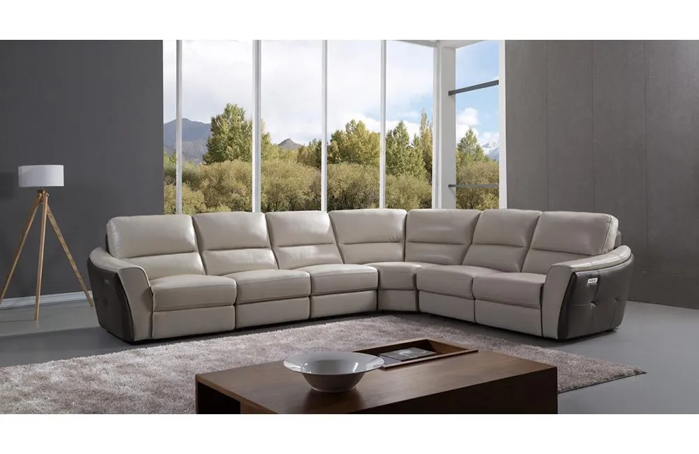 Arley Smoke Leather Sectional Sofa