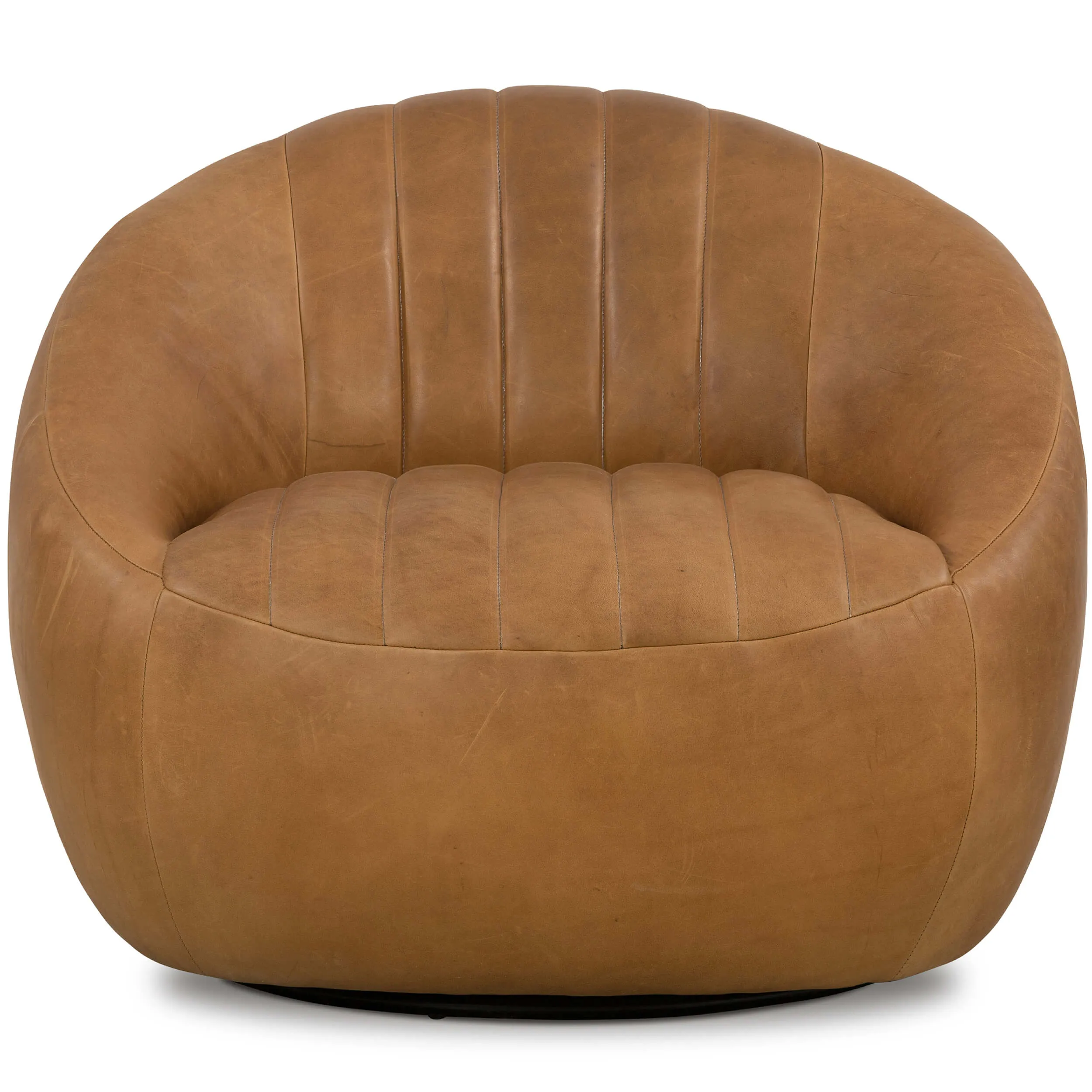 Audie Leather Swivel Chair, Heirloom Sienna