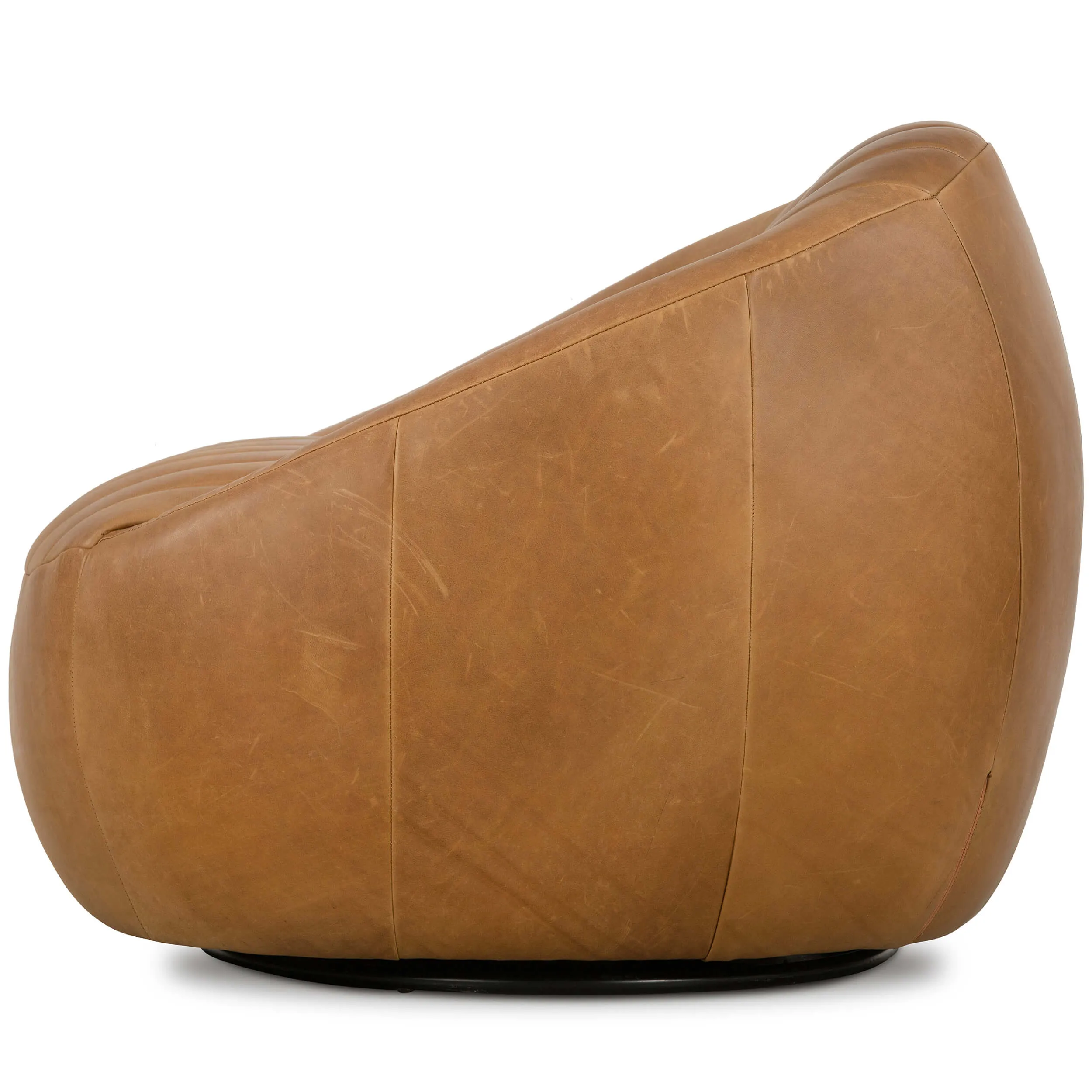 Audie Leather Swivel Chair, Heirloom Sienna