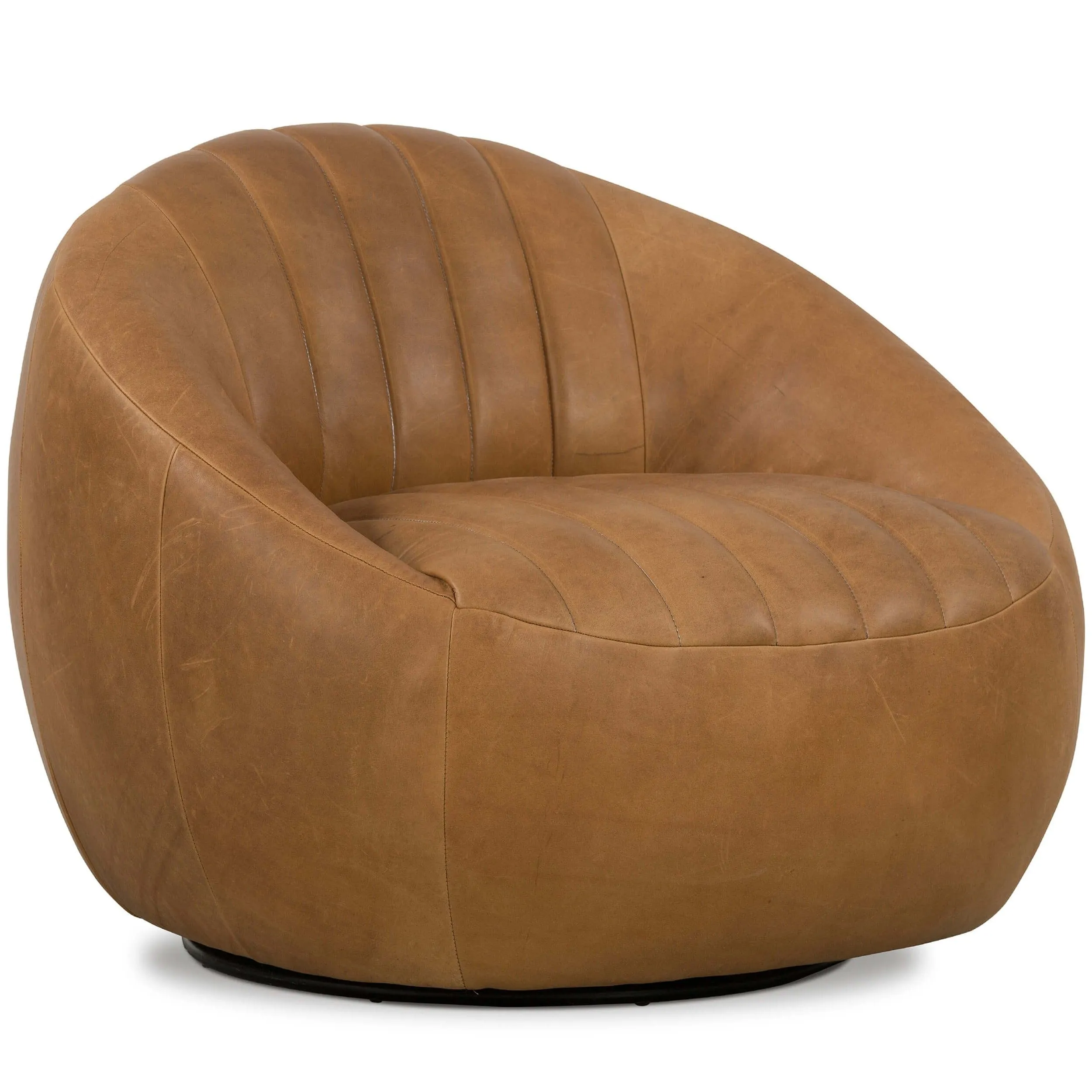 Audie Leather Swivel Chair, Heirloom Sienna