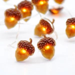 Battery-Powered Acorn String Lights for Thanksgiving