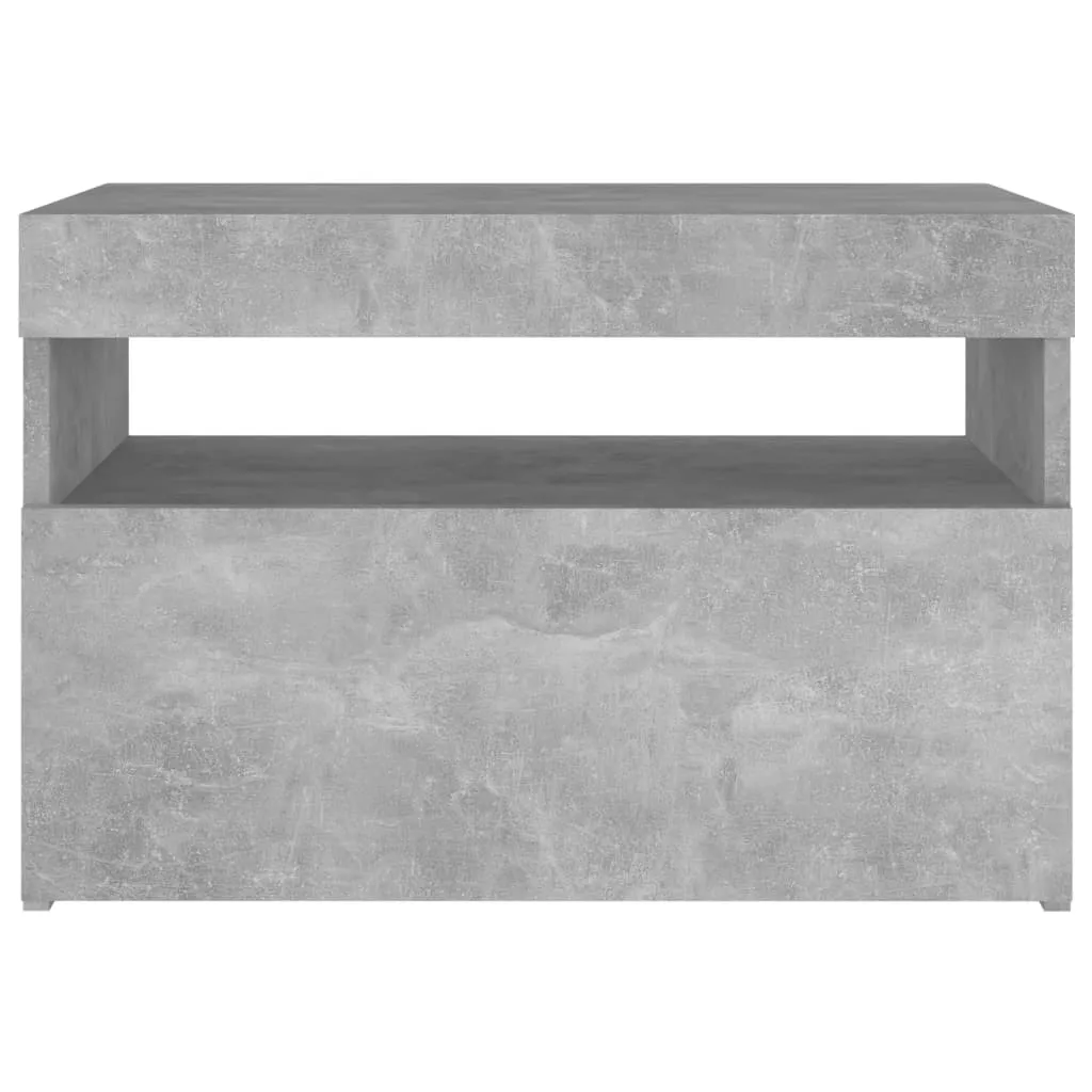 Bedside Cabinet & LED Lights Concrete Grey 60x35x40 cm